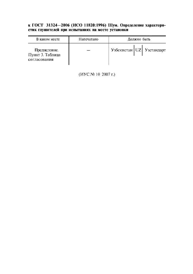 Поправка к ГОСТ 31324-2006