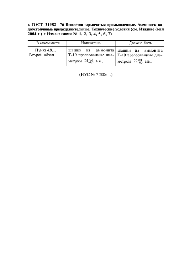 Поправка к ГОСТ 21982-76
