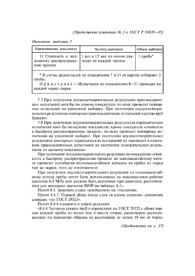 Изменение №3 к ГОСТ Р 50838-95