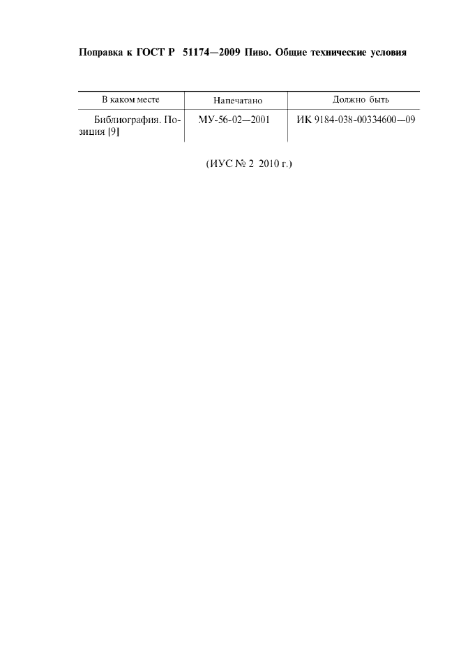 Поправка к ГОСТ Р 51174-2009