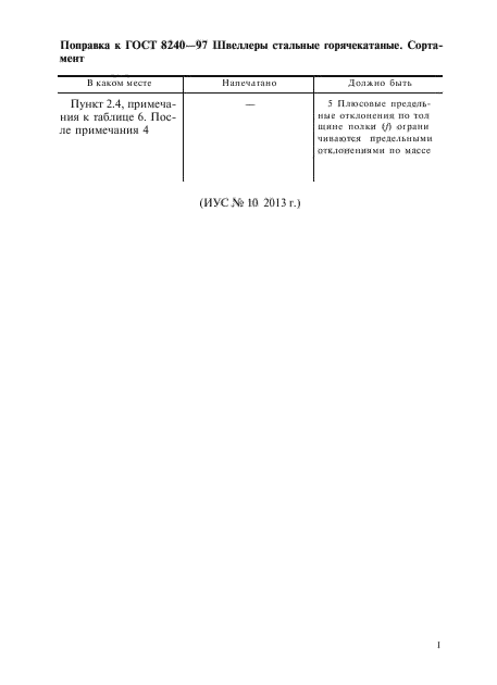 Поправка к ГОСТ 8240-97