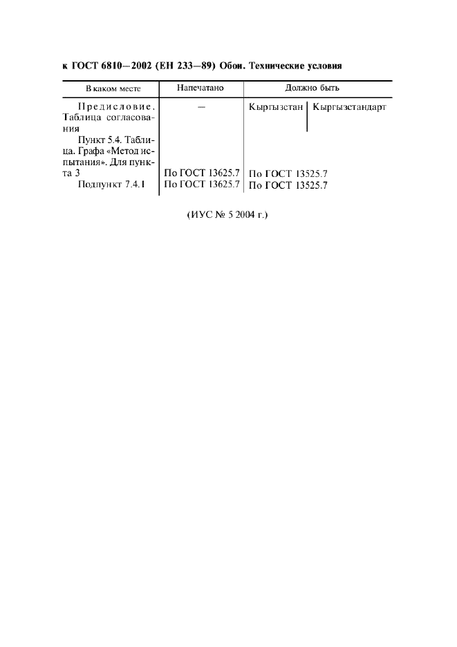 Поправка к ГОСТ 6810-2002