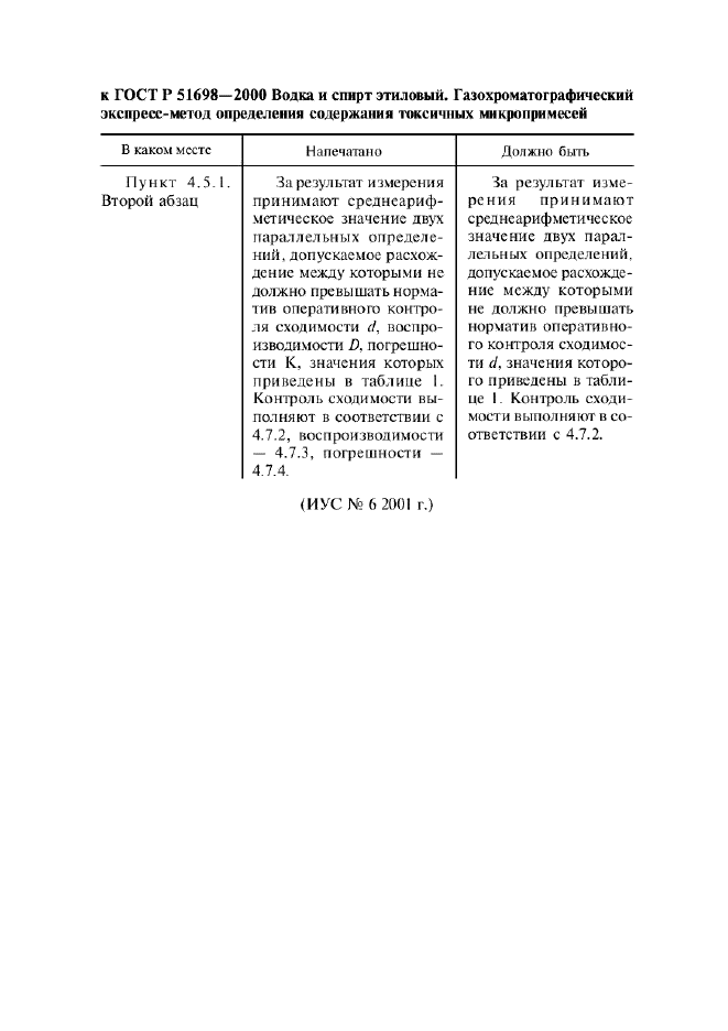 Поправка к ГОСТ Р 51698-2000